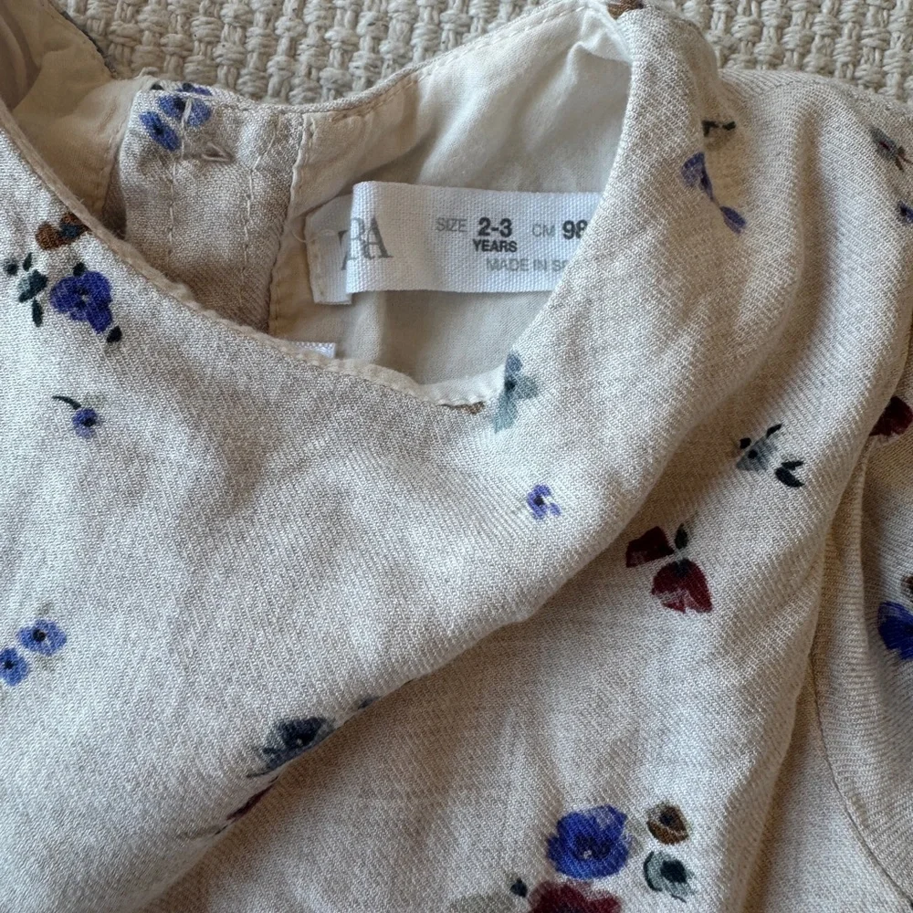Zara Toddler Girl Floral Dress Cream Cottagecore 2-3Y